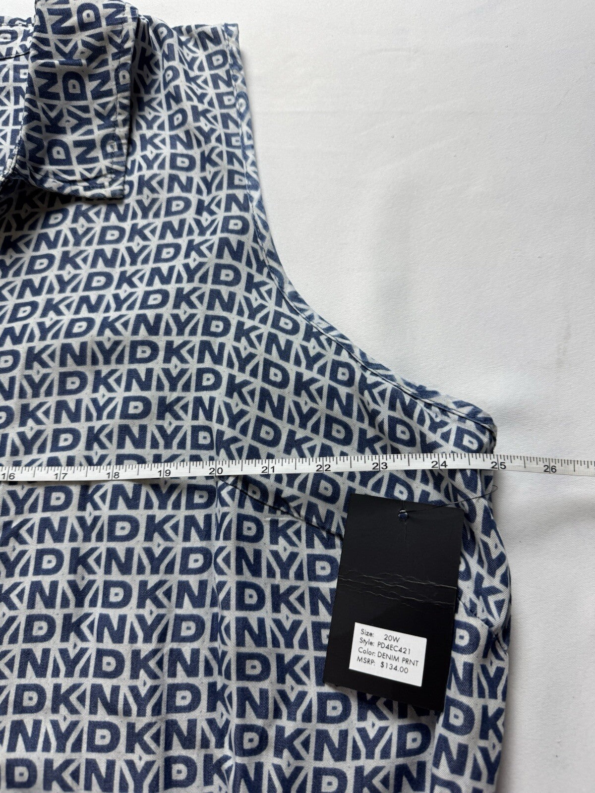 $129 DKNY Women’s Denim Print Dress Sz 20W. (B.134)