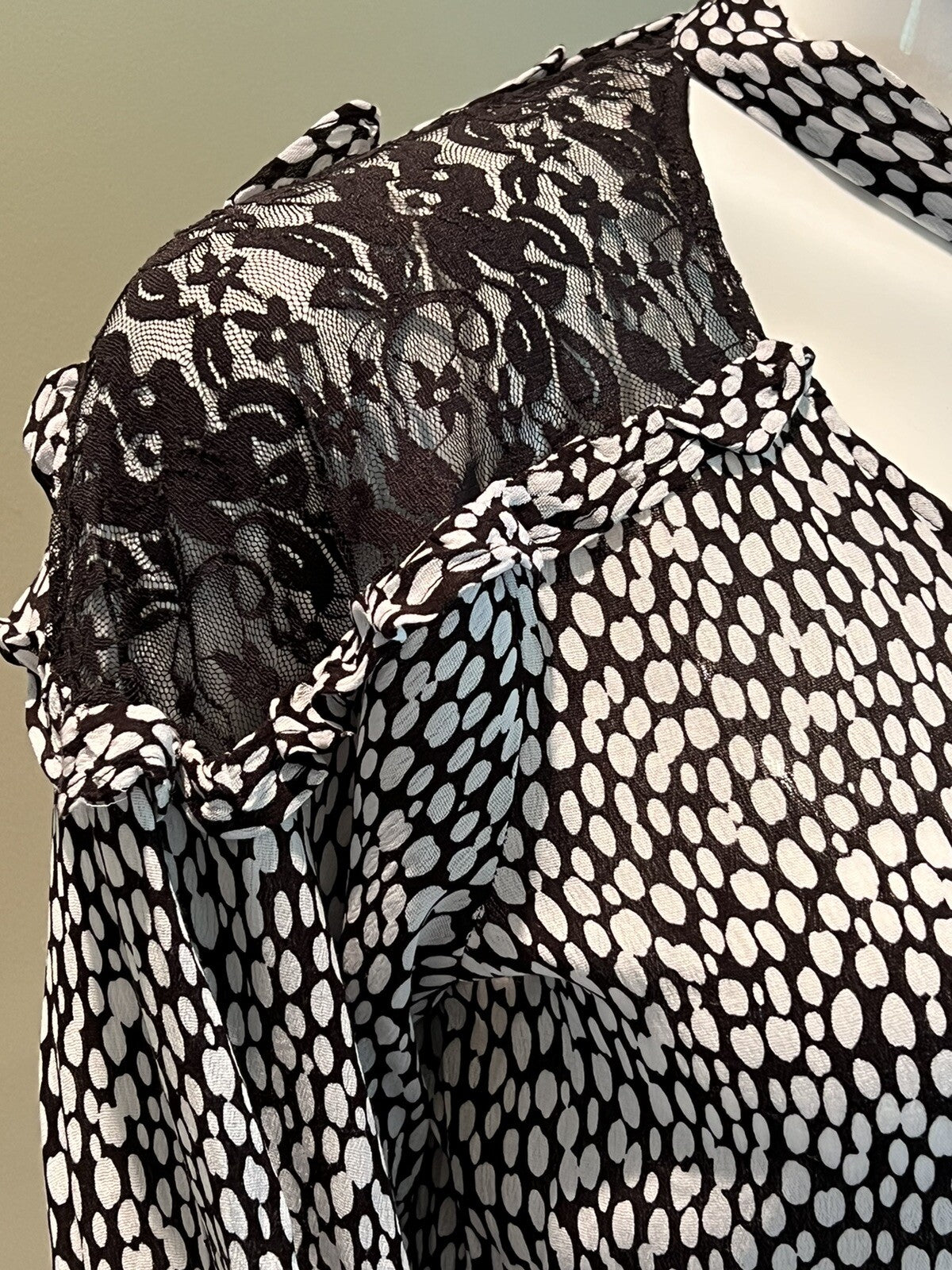 Adrienne Vittadini Women's Top Black Ivory Short Sleeve Blouse Sz XL