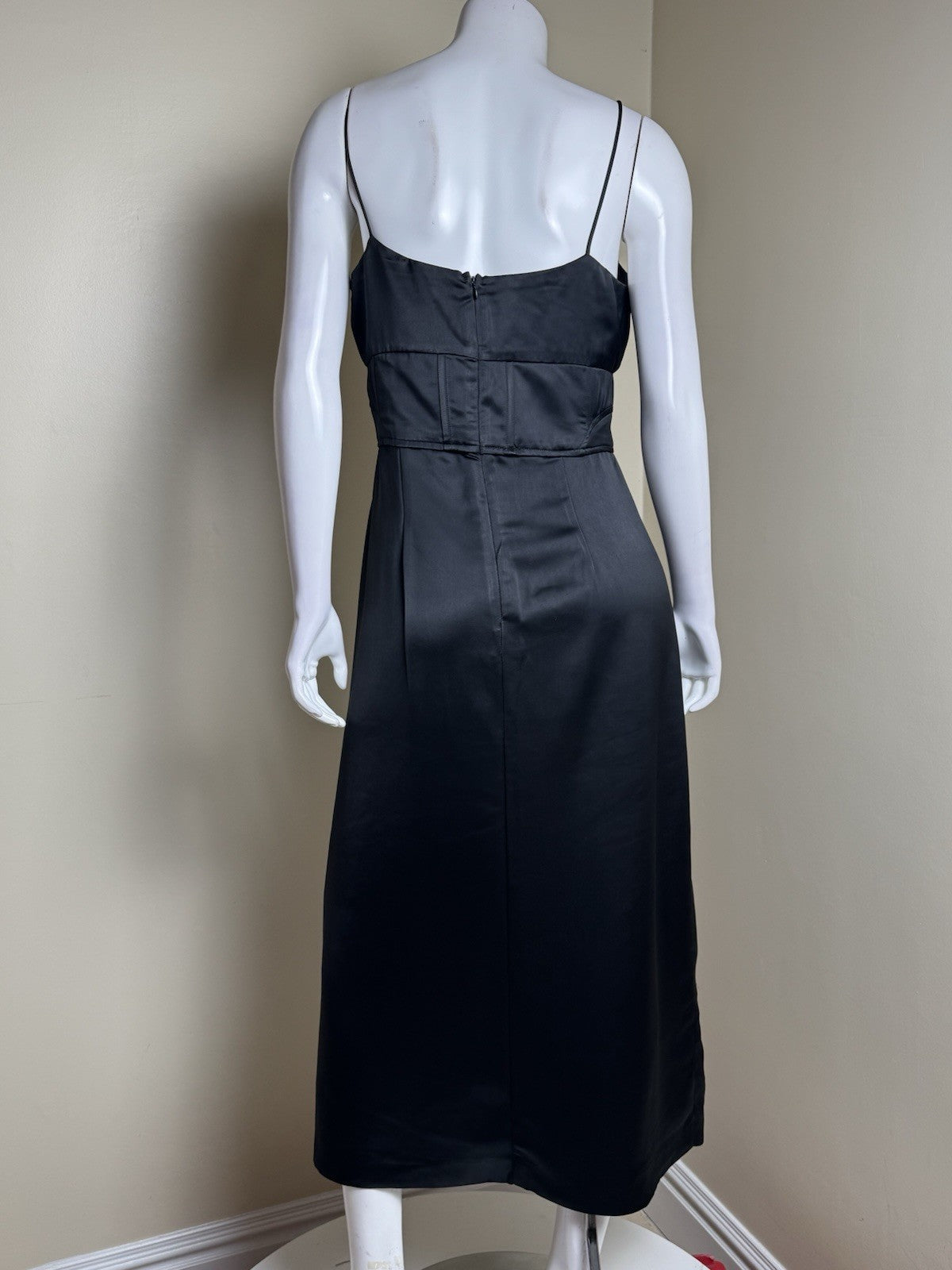 $310 Jason Wu Black Satin Slit Cocktail Party Dress Sz L. (B.169)