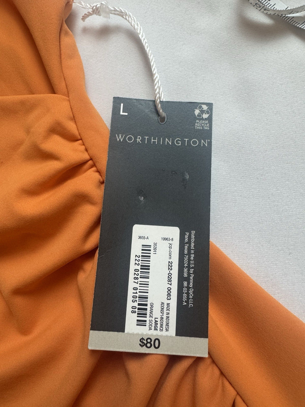 $80 Worthington Women’s Orange Bodycon DRESS Size L. (B.164)