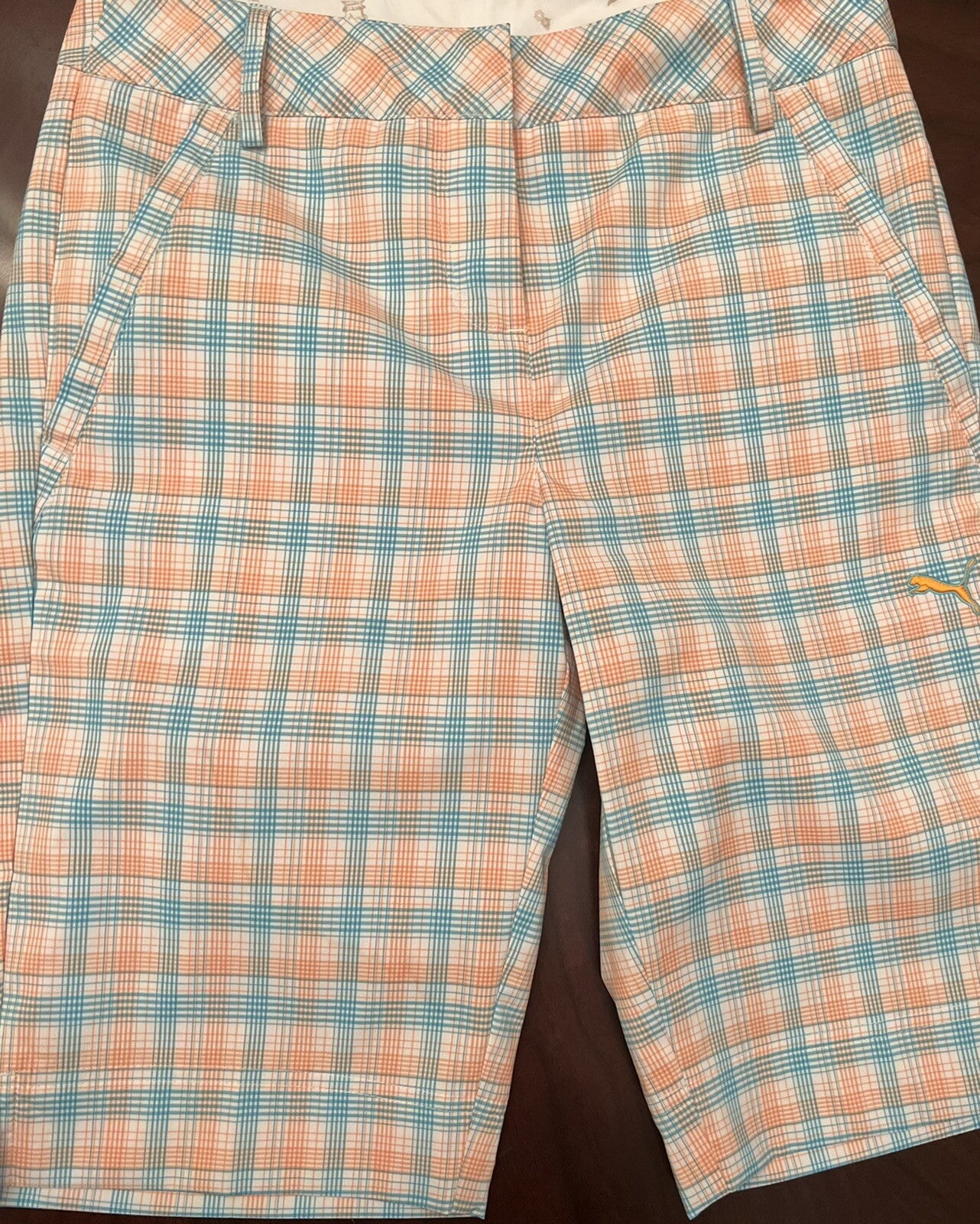 PUMA Women’s Golf Shorts Size 0 Orange Green