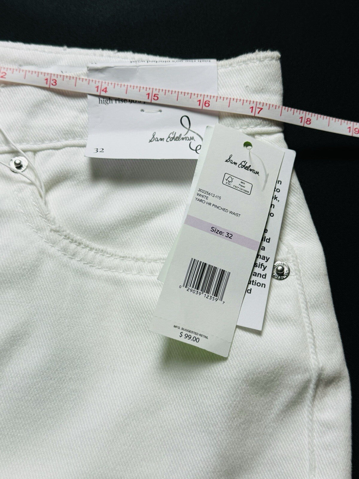 $99 SAM EDELMAN YARO High Rise Women’s Jeans White Distressed Sz 32. (B.79)