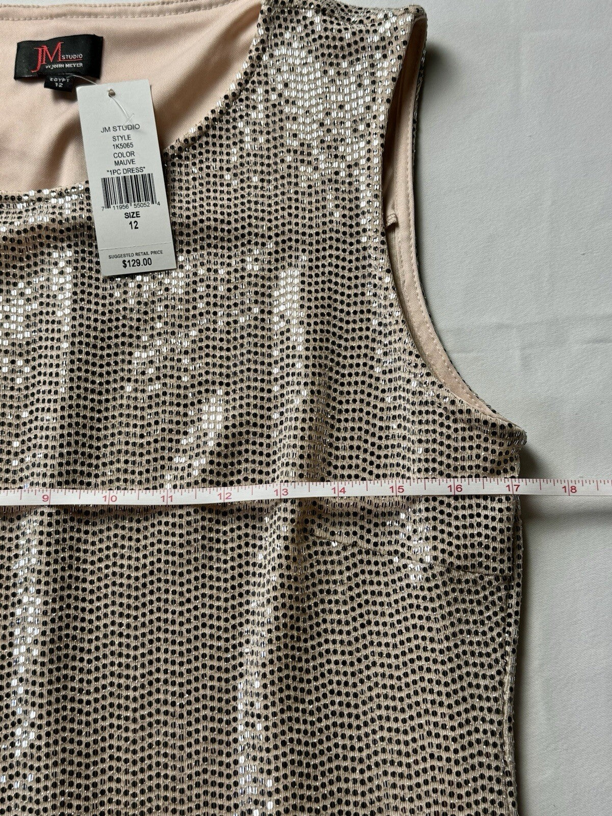 $129 JM Studio Women’s Gold Sequined Dress Sz 12. (B.60)