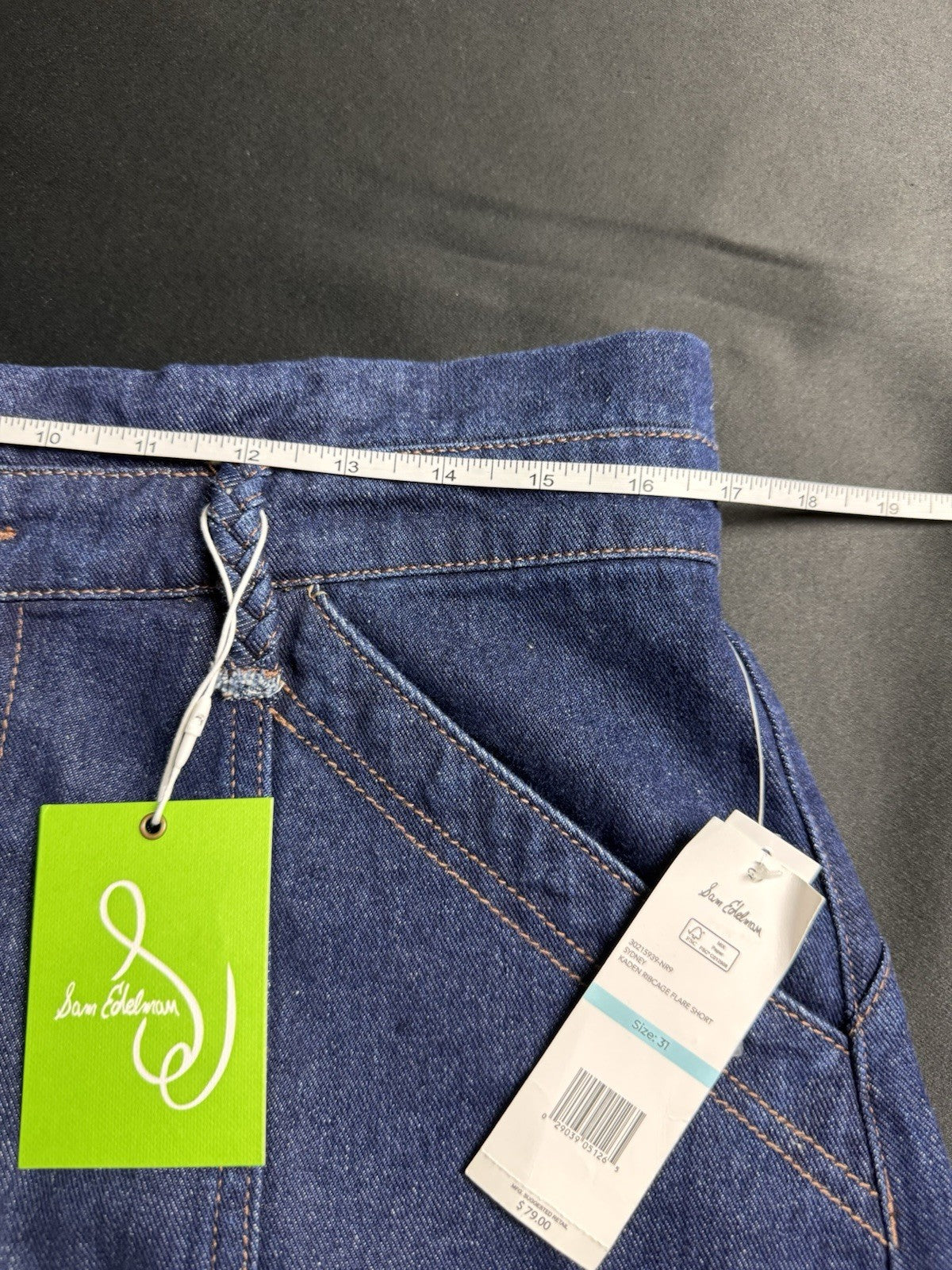 $79 Sam Edelman Sydney Kaden Ribcage Flared Blue Jean Shorts Sz L/31