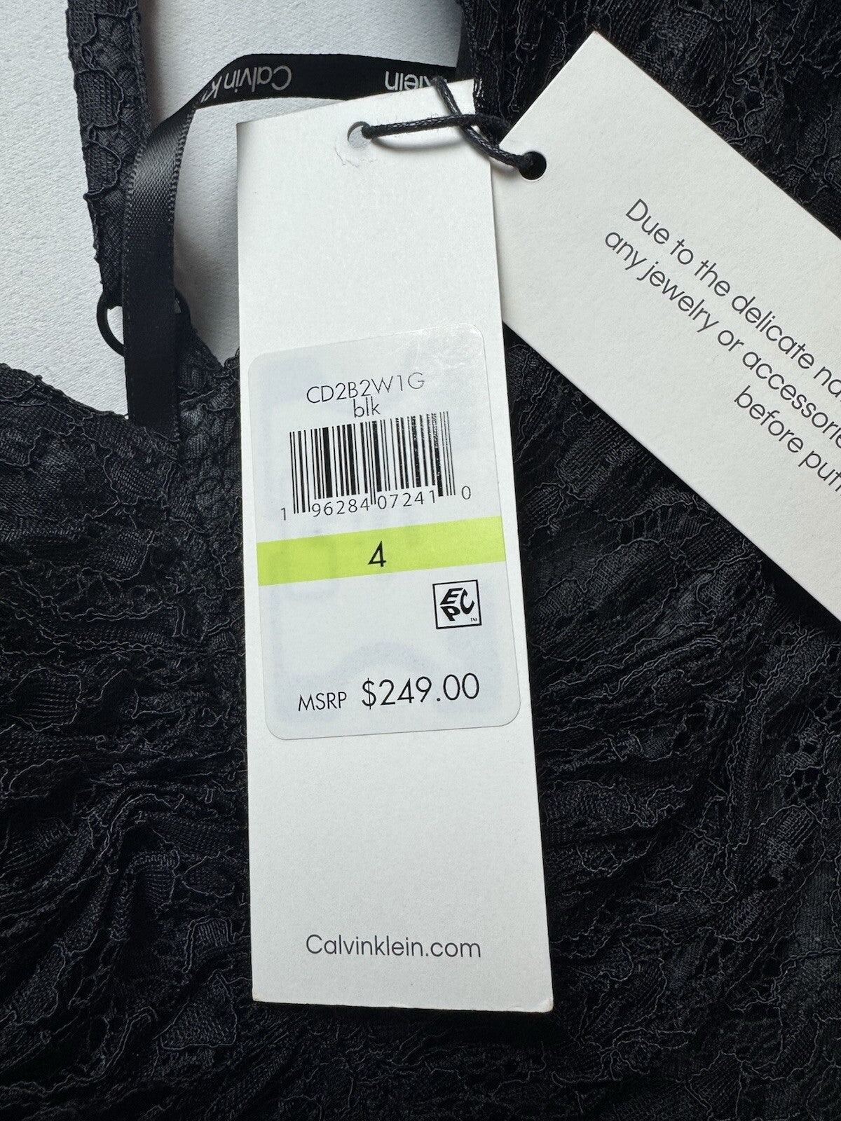 $249 Calvin Klein Women’s Black Lace Long Dress Sz 4. (B.138)