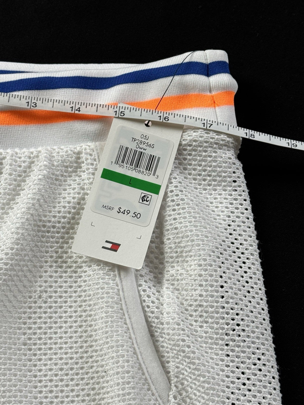 $49 Tommy Hilfiger Sport Women’s Shorts White Mesh Sz L. (B.027)