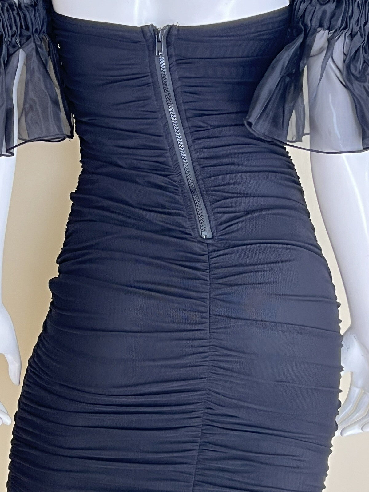Women’s Ladies Flared Sleeve Bodycon Dress Black Sz M (4)
