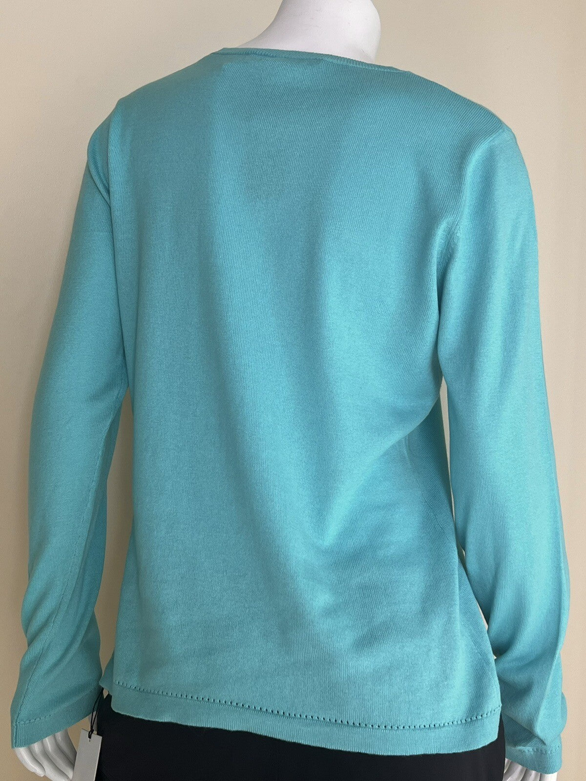 Caroline Grace Women’s Aqua Green Pullover Sweater Sz L —(18)