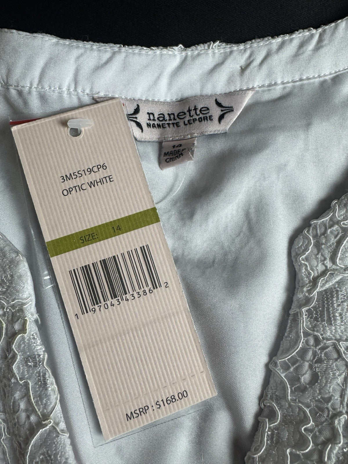 $168 NANETTE LEPORE Lace White Dress Sz 14 (B.169)