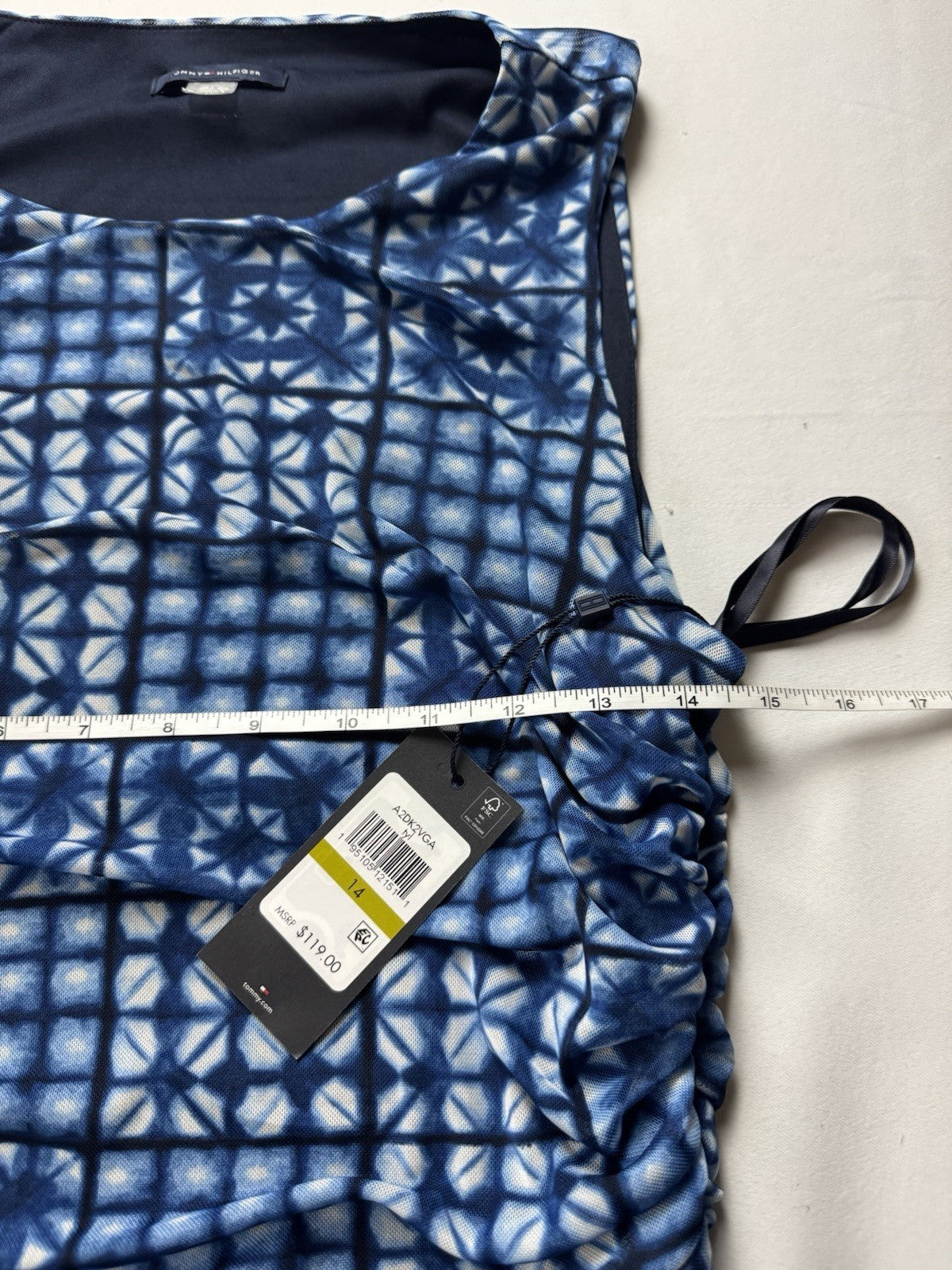 $119 Tommy Hilfiger Women’s Blouson Blue Dress Sz 14 (B.149)