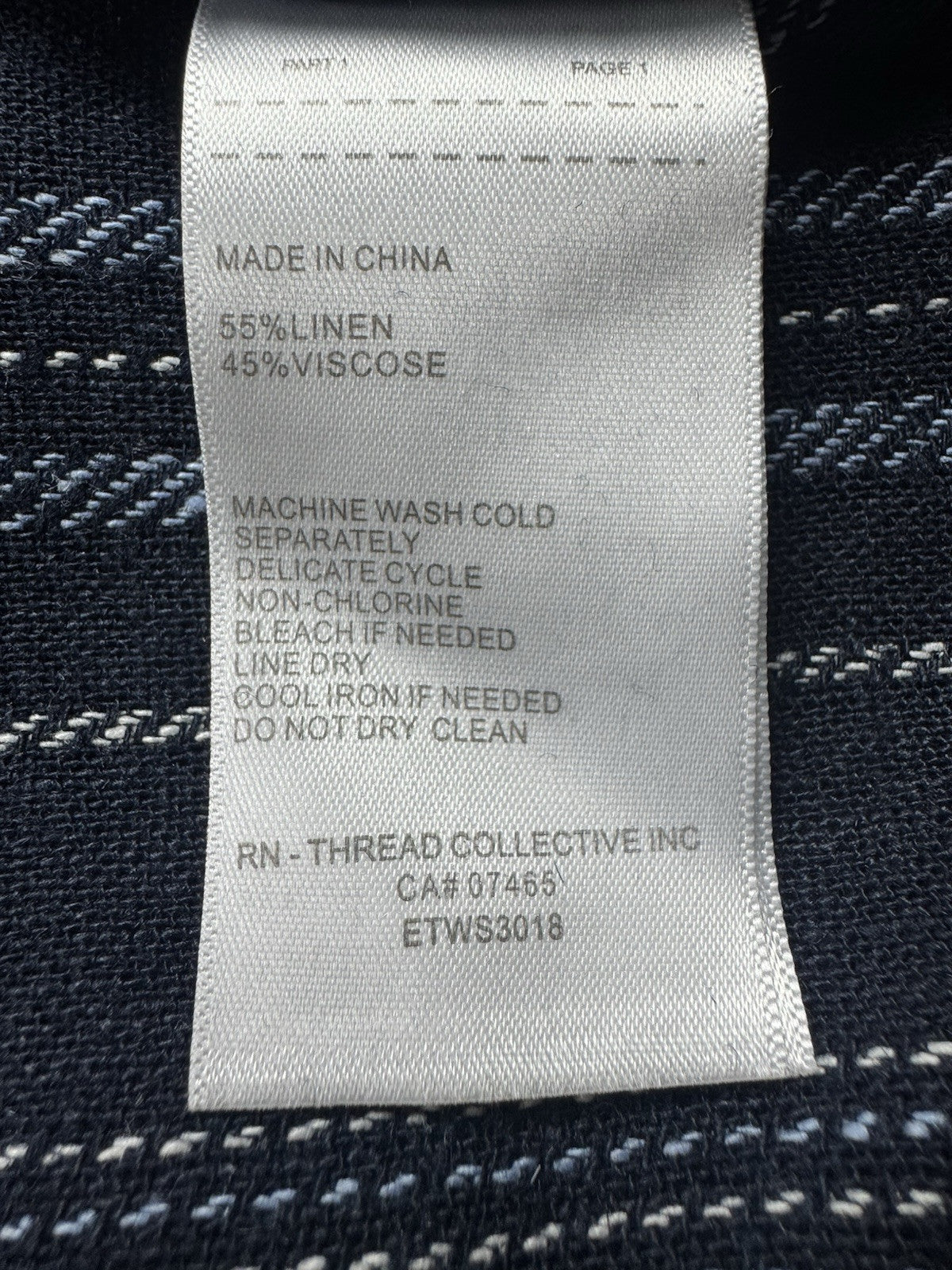 $129 Ellen Tracy Tie Front Linen Dress Navy White Stripe Sz L. (B.43)