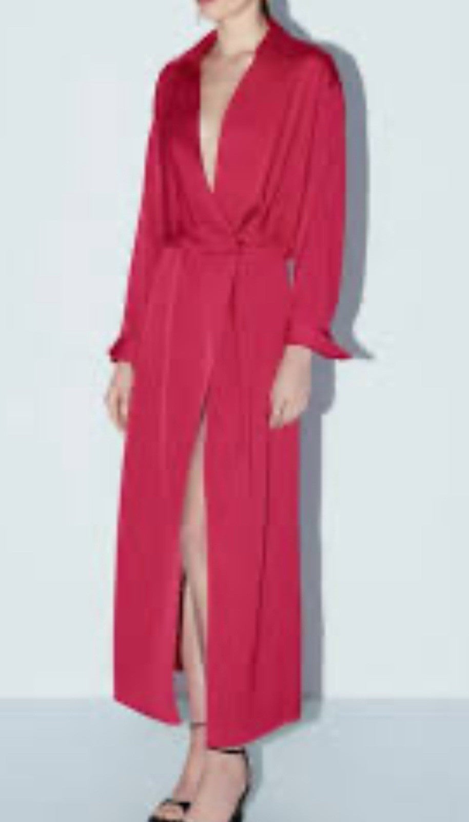 $249 MASSIMO DUTTI Long Silk Fuchsia Dress Sz S. (B.149)