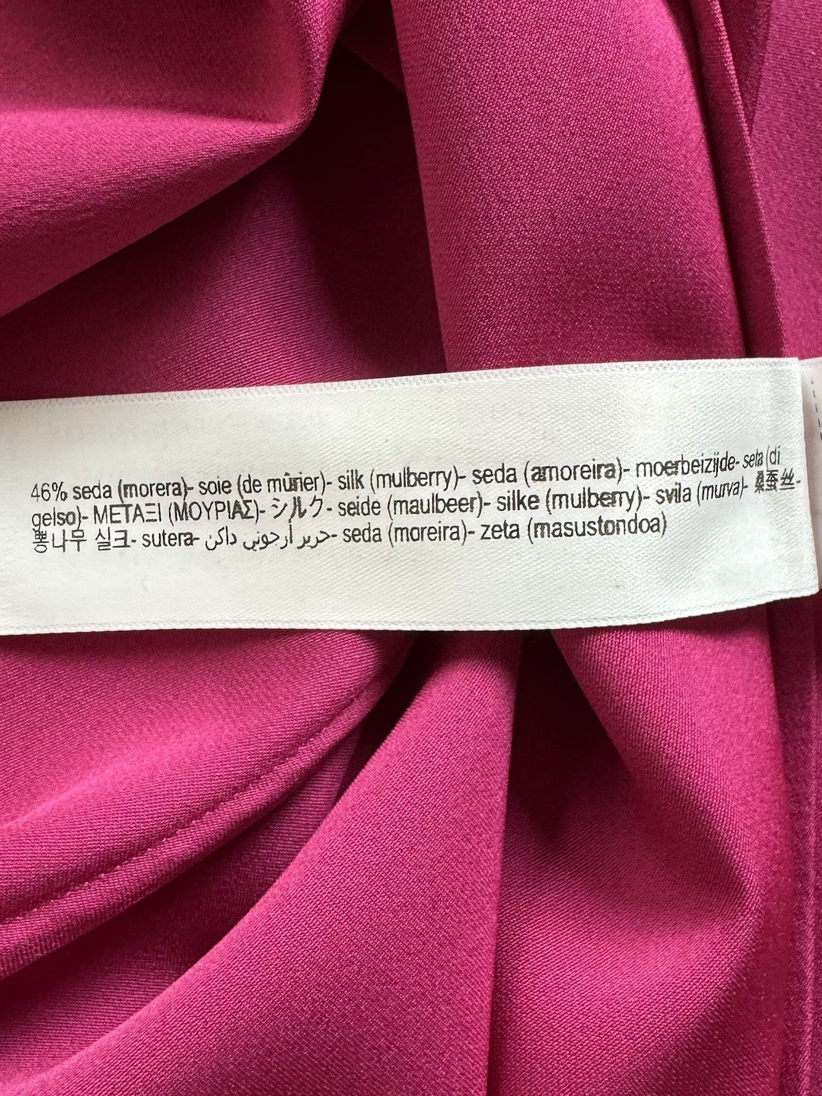 $249 MASSIMO DUTTI Long Silk Fuchsia Dress Sz S. (B.149)