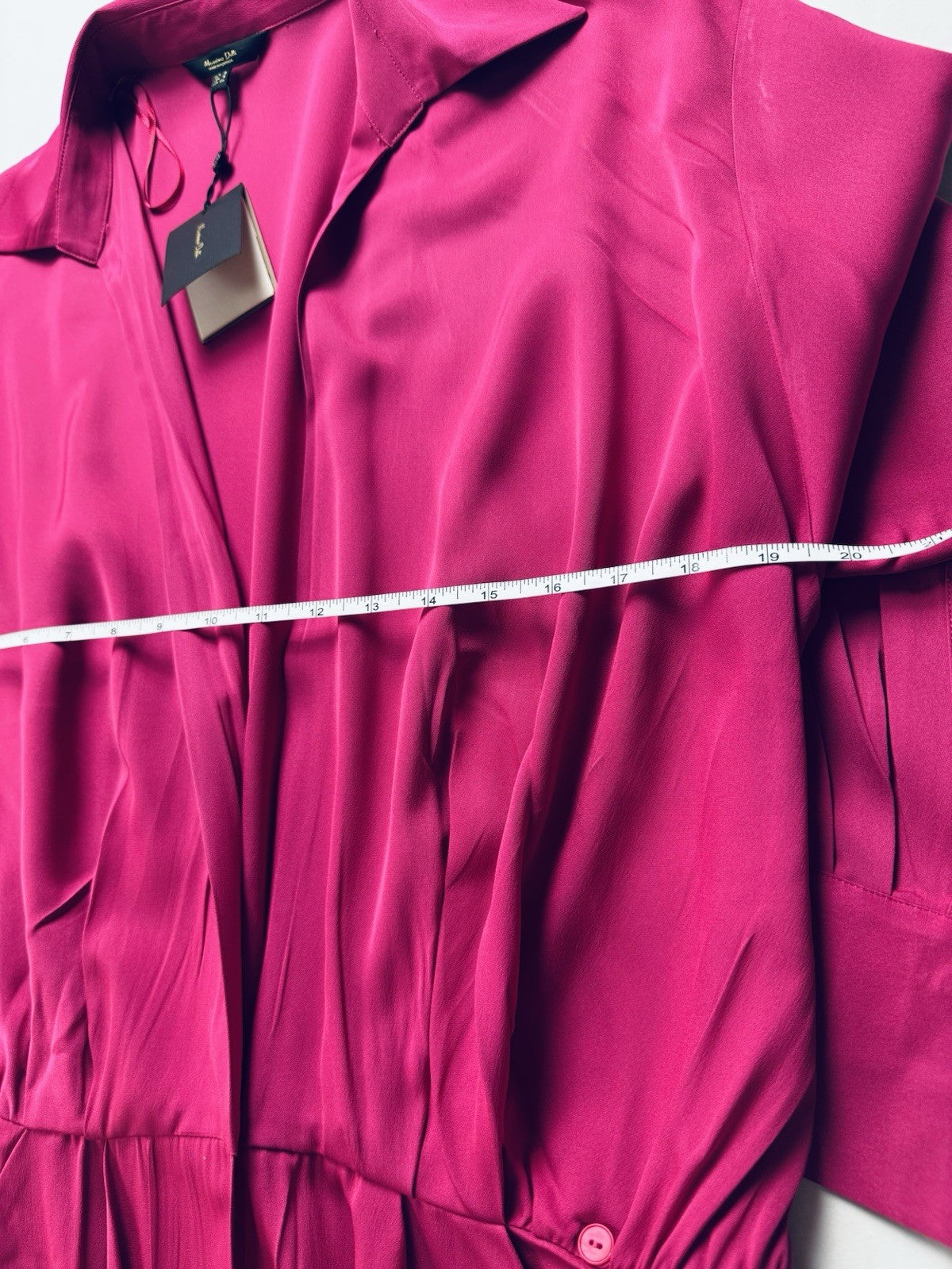 $249 MASSIMO DUTTI Long Silk Fuchsia Dress Sz S. (B.149)