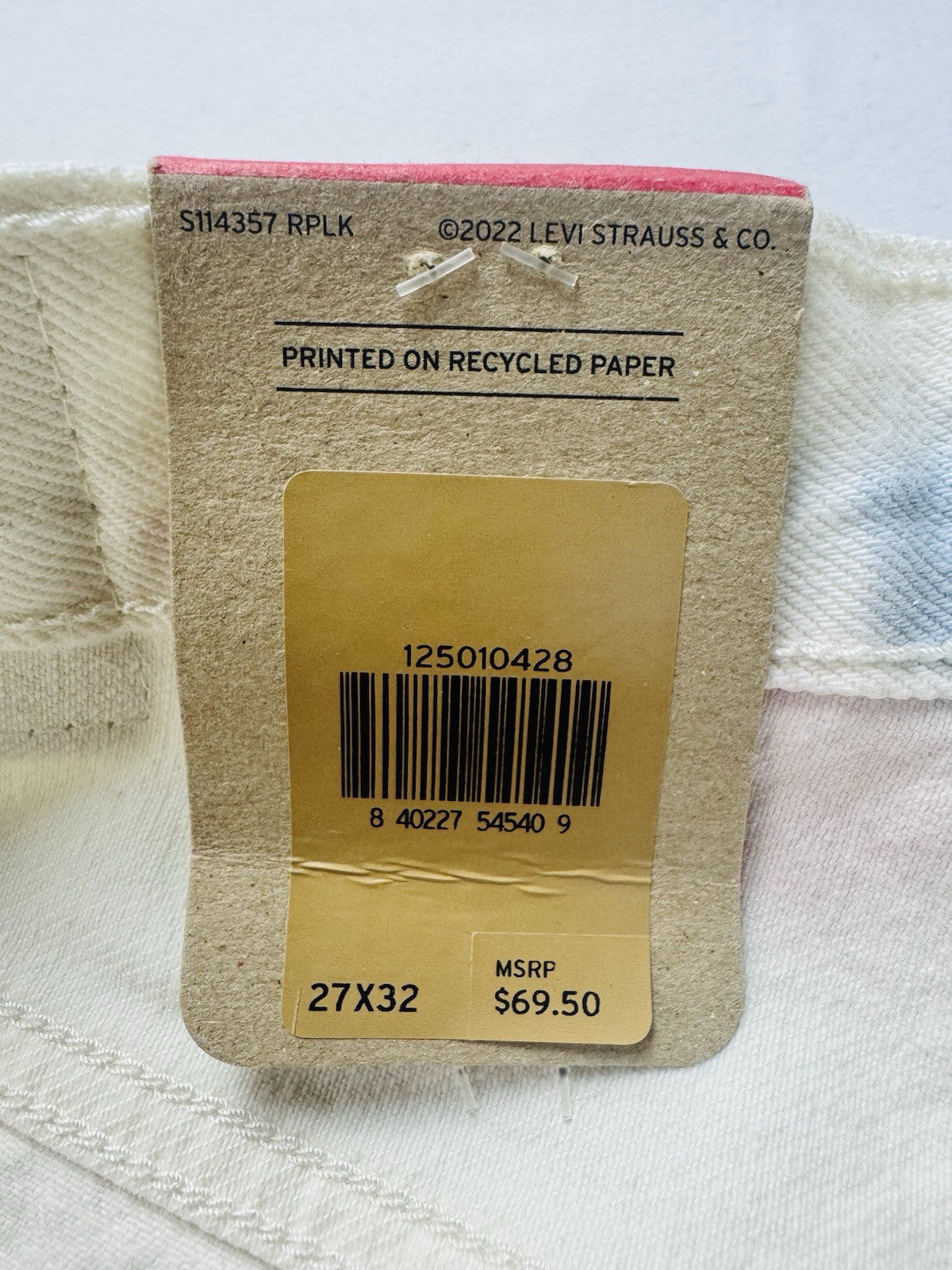 $69 Levis 501 Jeans Women’s Sz 27x32 Ivory Tye Die Jeans. (B.138)