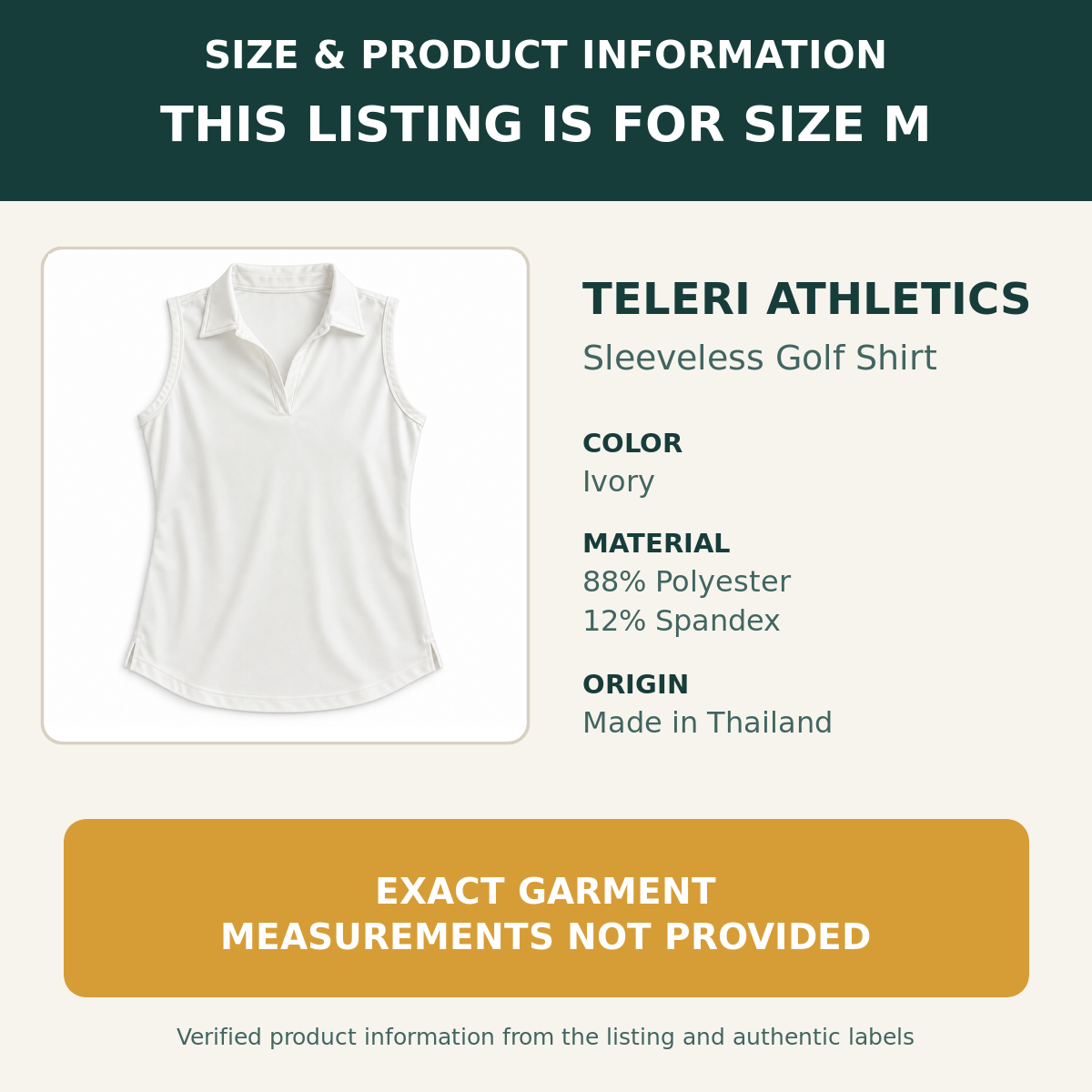 Teleri Athletics ivory golf shirt size M product information