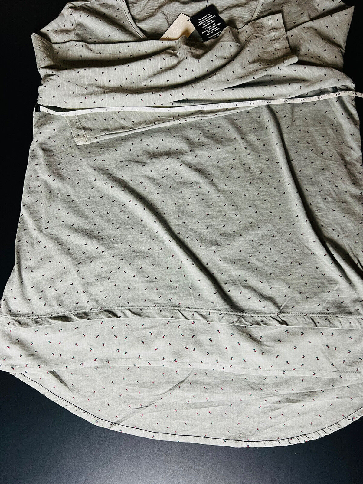 Casual Studio :Women's Blouse Gray Print Sheer Long Sleeve Sz M Open On Back