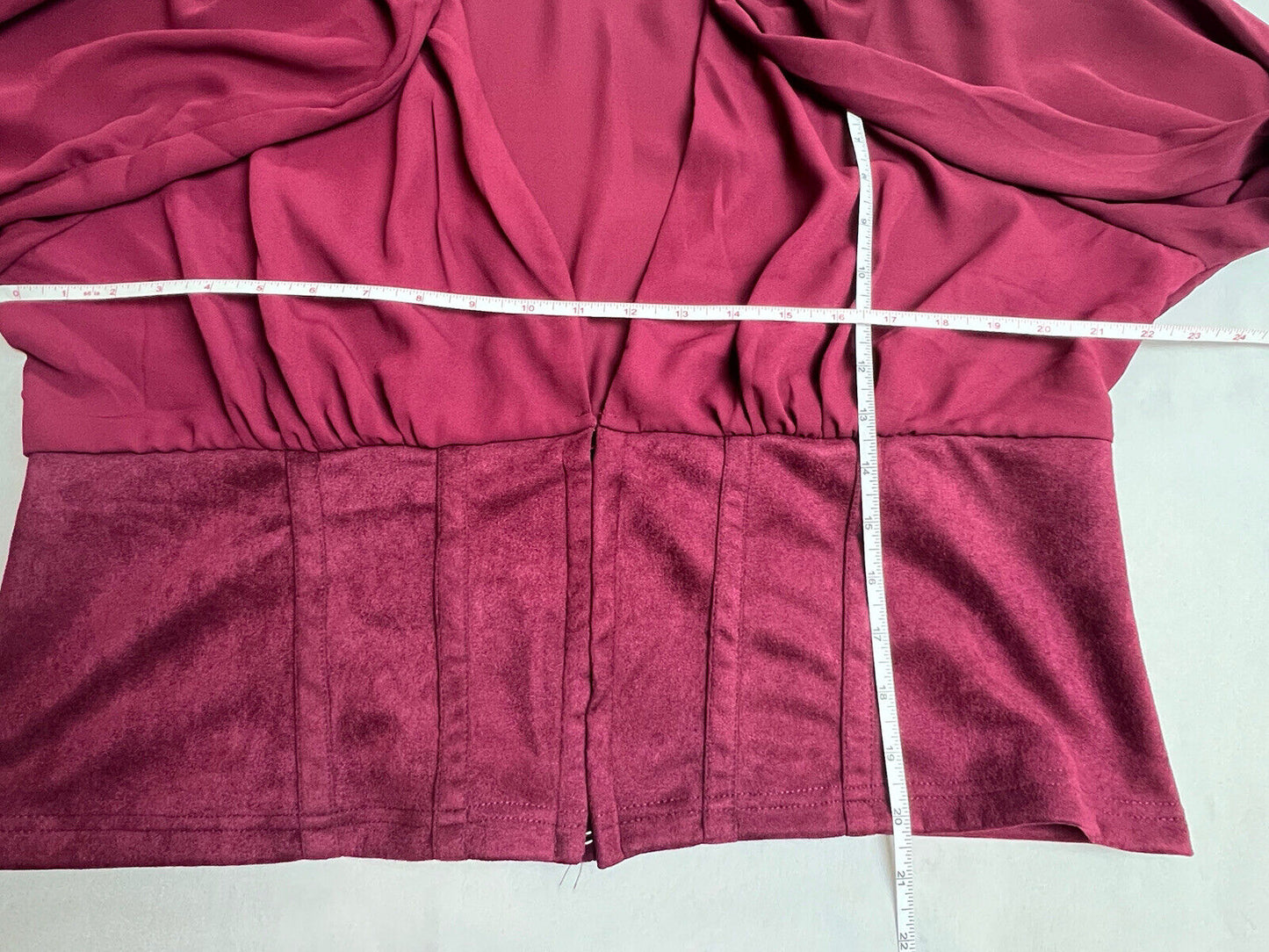 Madrag Women Size 3X Burgundy Top Long Sleeve Marron Blouse