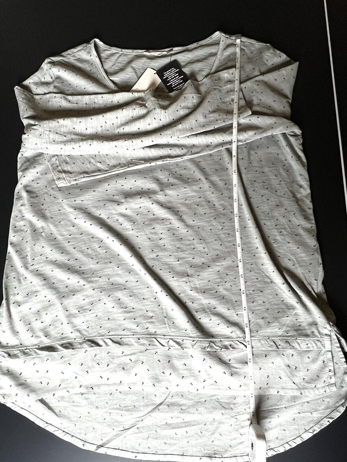 Casual Studio :Women's Blouse Gray Print Sheer Long Sleeve Sz M Open On Back