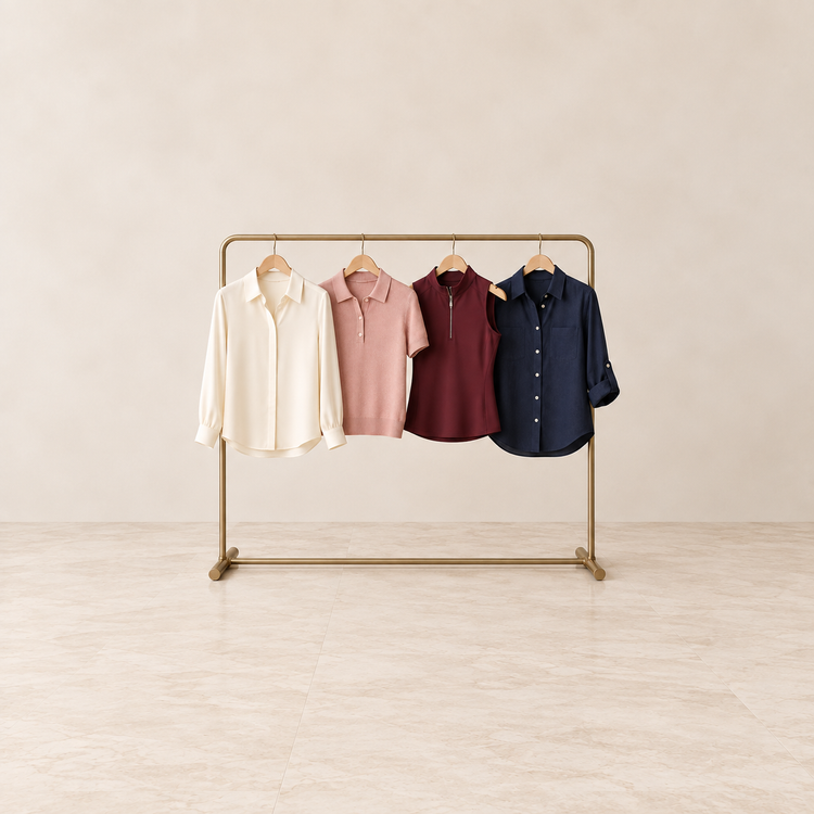 Women’s clearance tops including blouses, polos and sleeveless shirts