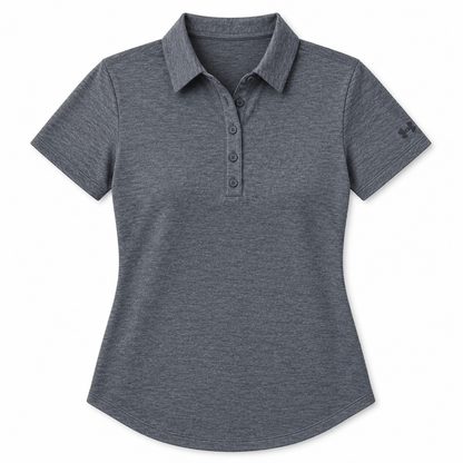 Under Armour women's pitch grey golf polo size M front flat lay