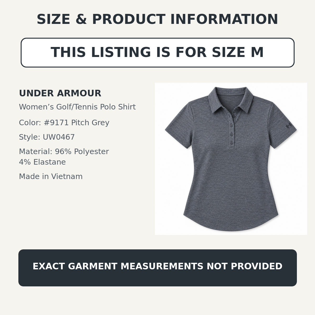 Under Armour women's pitch grey polo size M product information