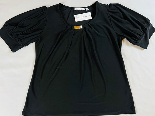 Notations Women's short sleeve top Blouse Shirt Sz S Black (16)