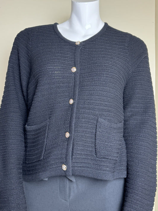 $128 NANETTE LEPORE Women’s Black Tweed Jacket Sz XL    (B.94)