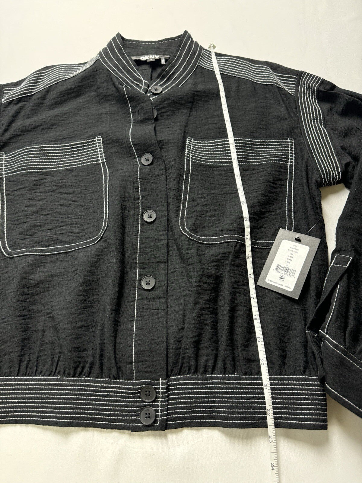$139 DKNY Women's Contrast Stitch Banded Jacket Size XS  (B.116)