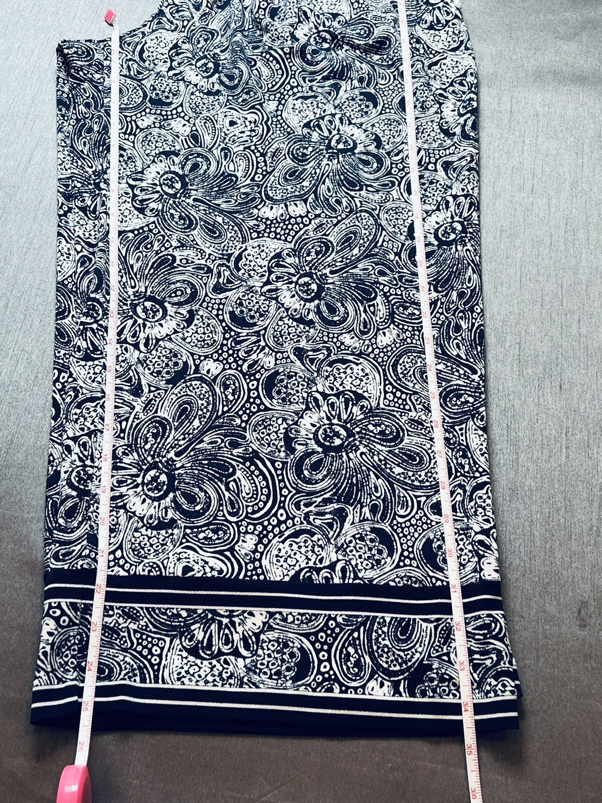 $98 Michael Kors Women’s Paisley Wide Leg Trousers Navy White Sz L  (B.01)