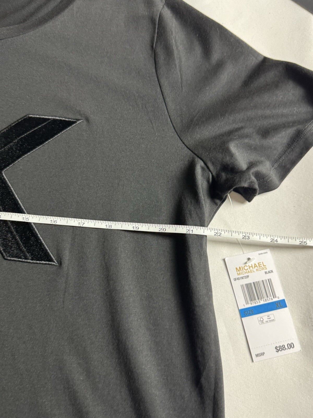 $88 Michael Kors Women’s Shirt Suede Logo Sz XL.  (B.127)