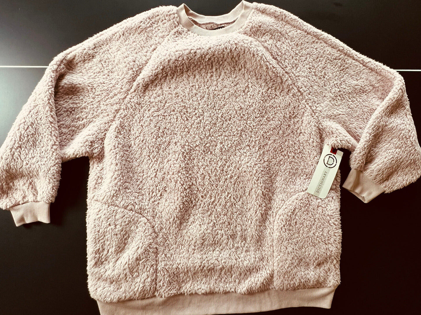 Dictionary Women’s Big Fluffy Sweater Sz L Pink NEW
