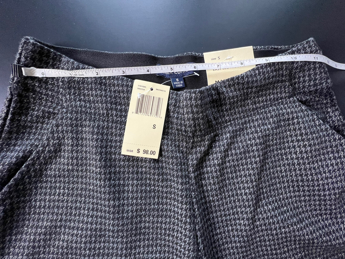 $98 MAX EDITION Women’s Pants Sz S Dark Gray Check Pattern