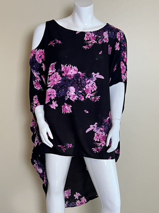 Women’s Black Floral Swim Cover-Up Dress Size XL (3)