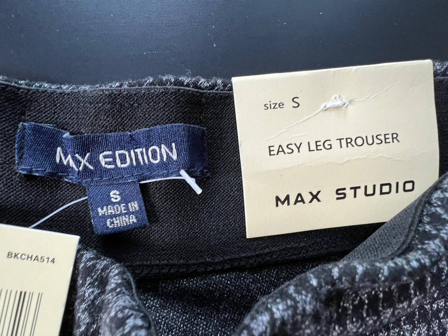 $98 MAX EDITION Women’s Pants Sz S Dark Gray Check Pattern