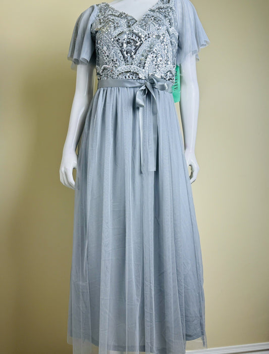 Candalite Women’s Gray Sequin Lace Dress  Size PM.  (B.071)