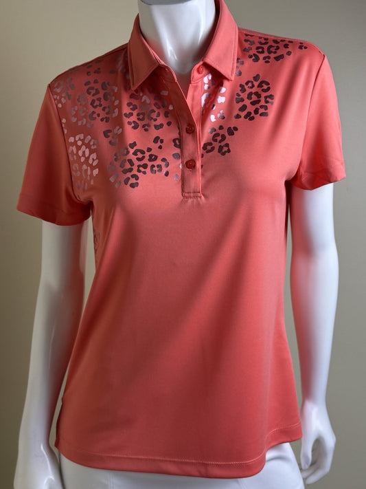 Monterey Women's Golf Shirt Orange Sz M. (B.163)