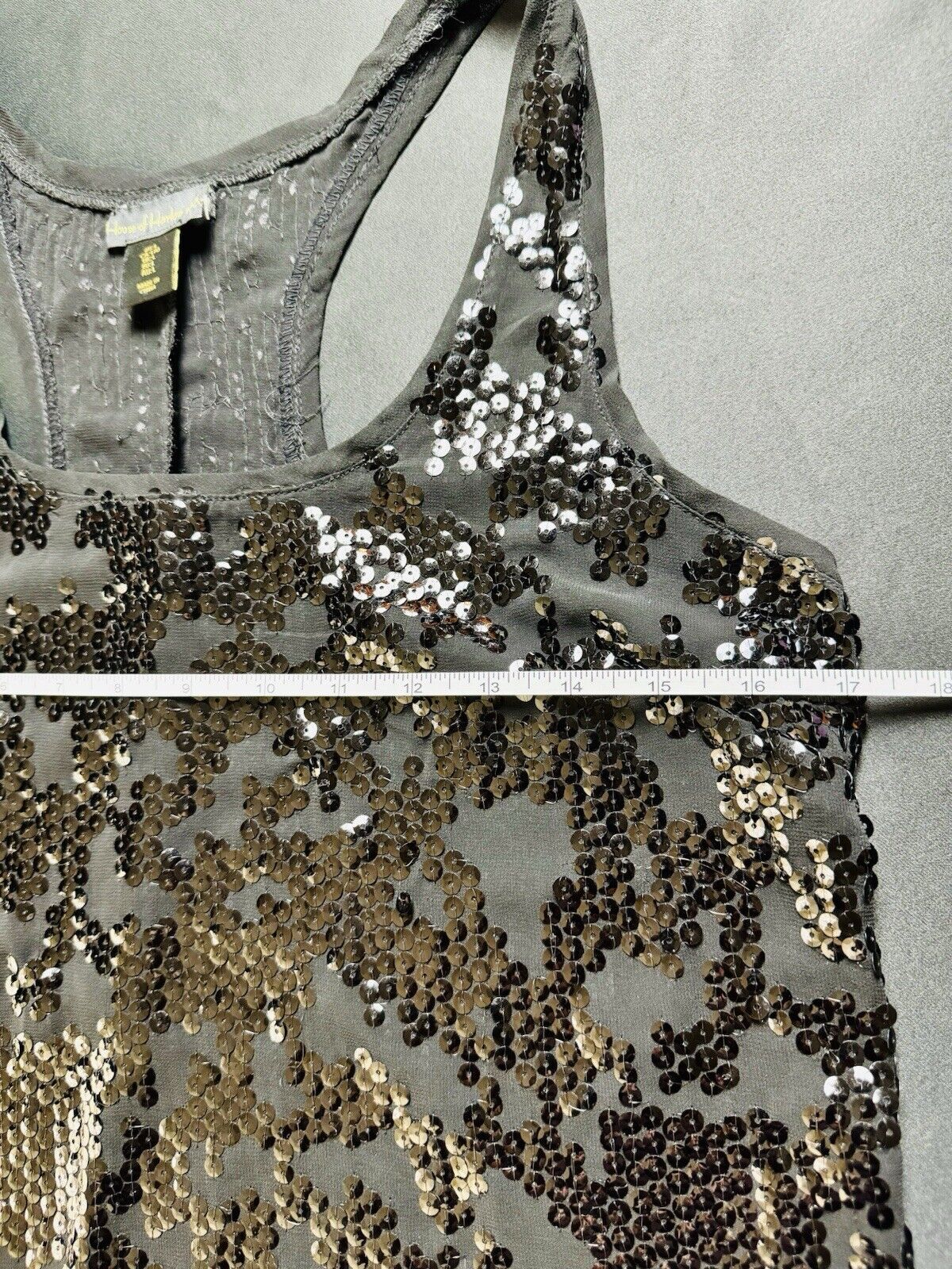 House of Harlow 1960 Tank Top Size L Sequined Black  (B.84)