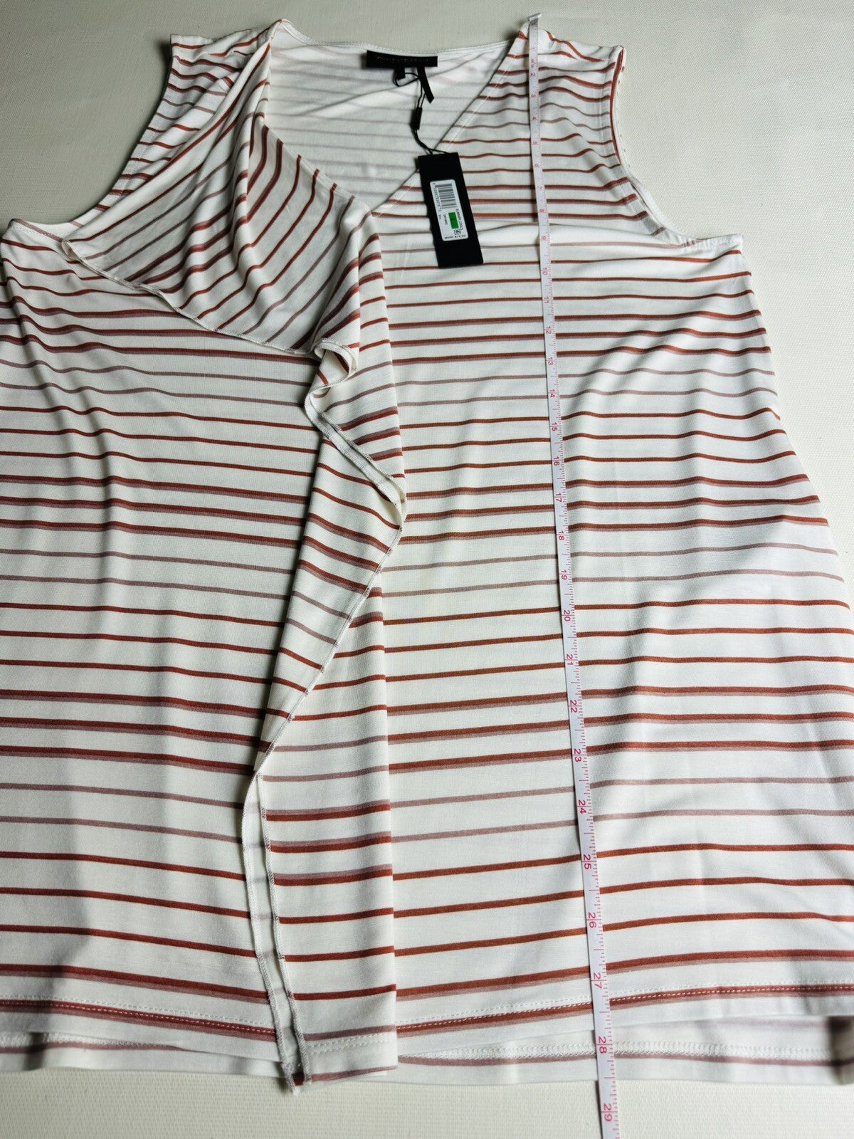 $75 Donna Karan Blouse Striped Top Sz L   (B.67)