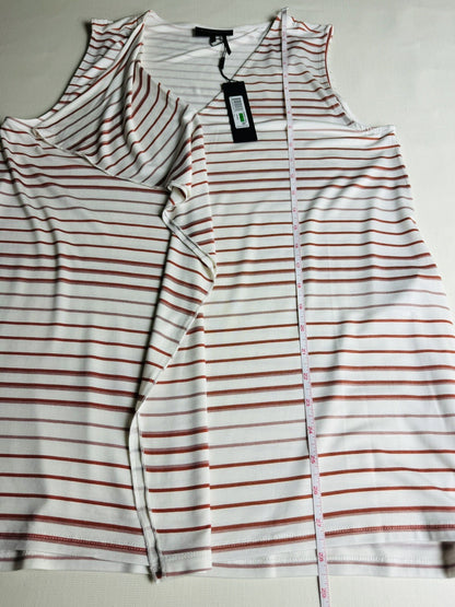 $75 Donna Karan Blouse Striped Top Sz L   (B.67)