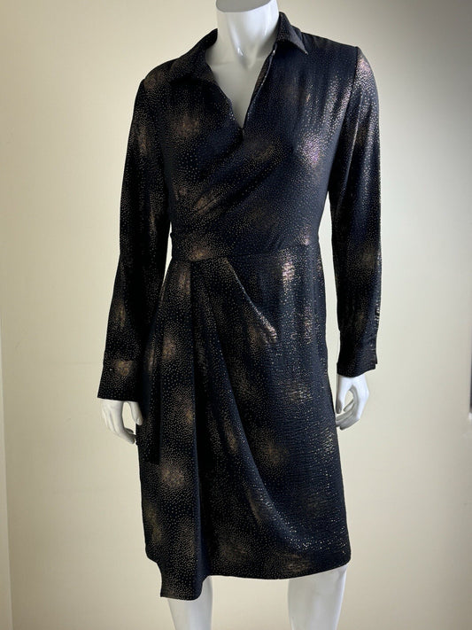 $134 Calvin Klein Women's Black w/Gold Dress Sz 4 (B.117)