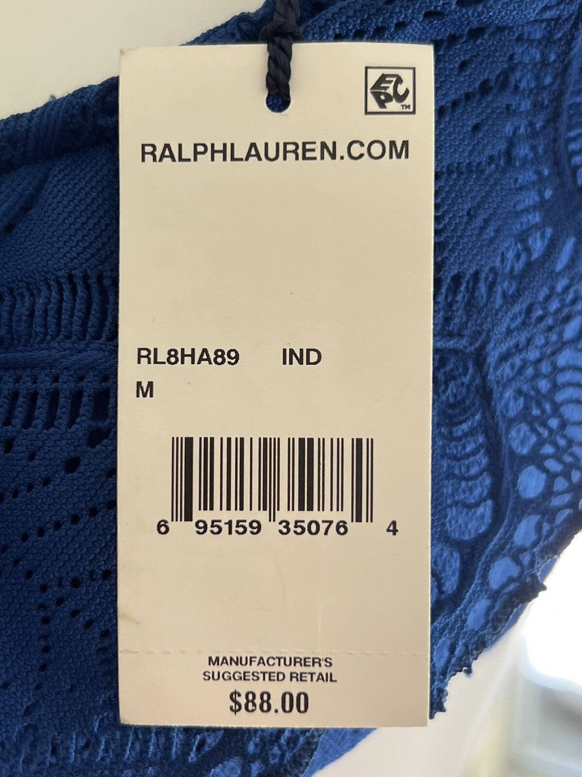$88 POLO RALPH LAUREN SWIM Bikini TOP CROCHET RUFFLE SIZE M    (B.01)