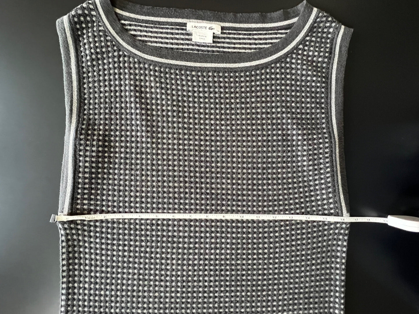 Lacoste Knit Wool Sleeveless Gray Sweater Dress Sz 34 Small
