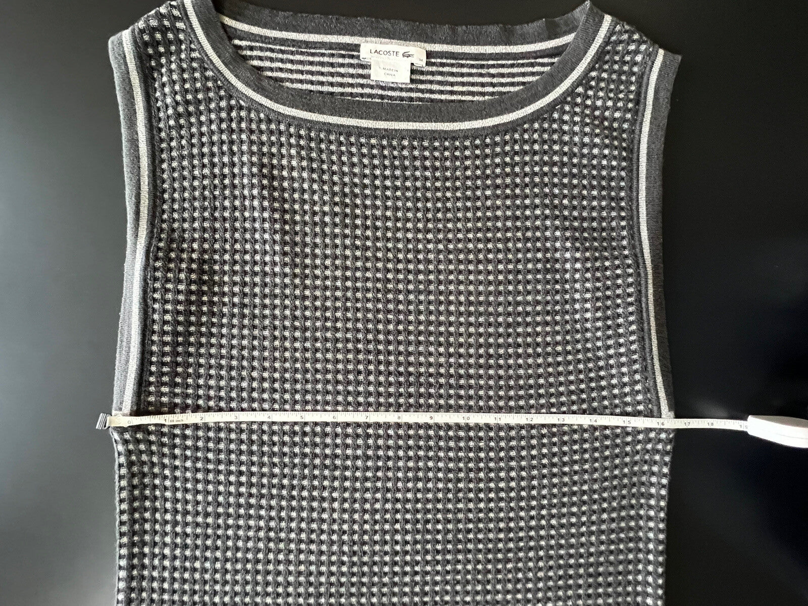 Lacoste Knit Wool Sleeveless Gray Sweater Dress Sz 34 Small