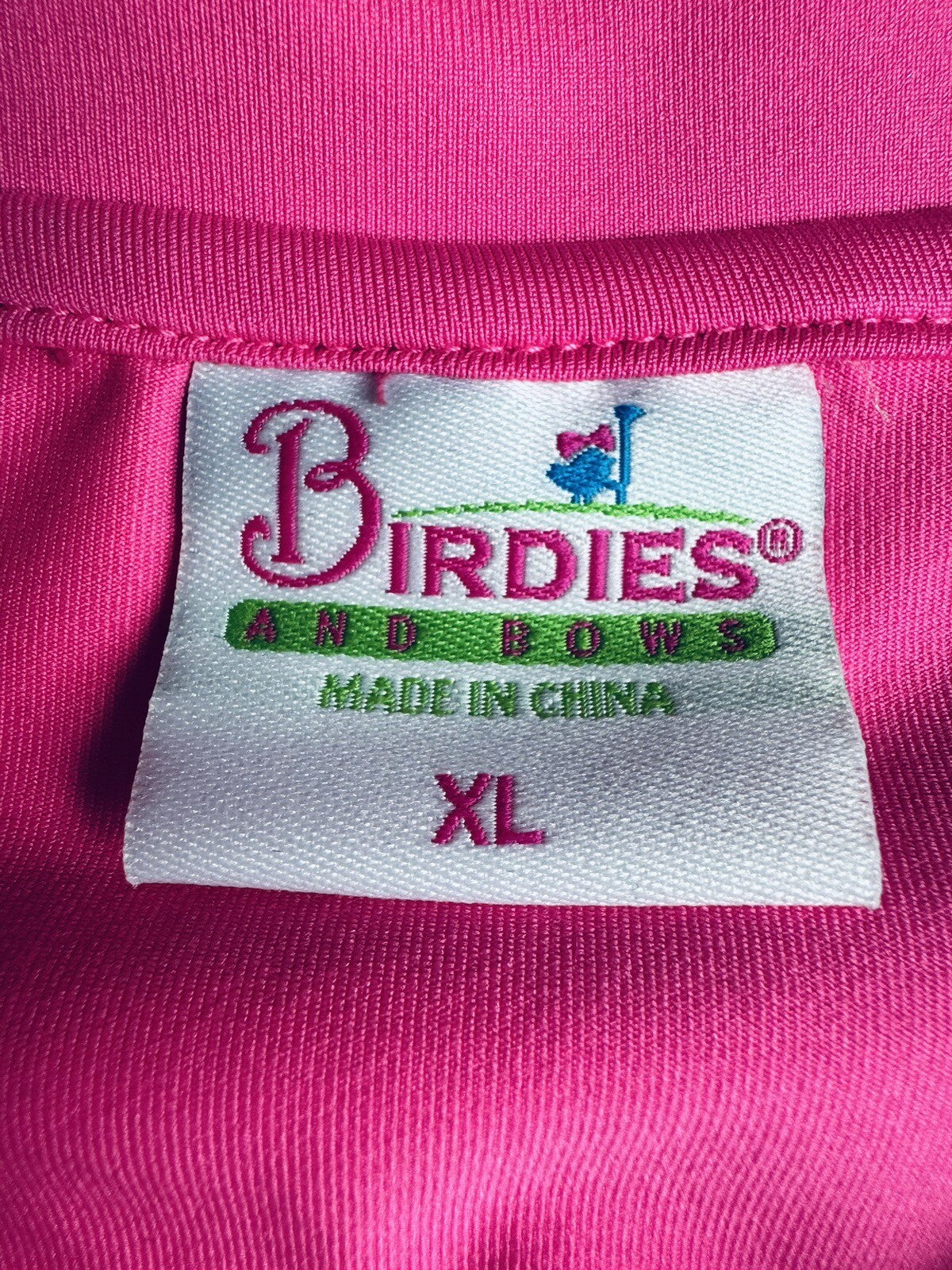 Birdies and Bows Women’s Shirt Neon Pink Golf Polo Top Sz XL  (72)