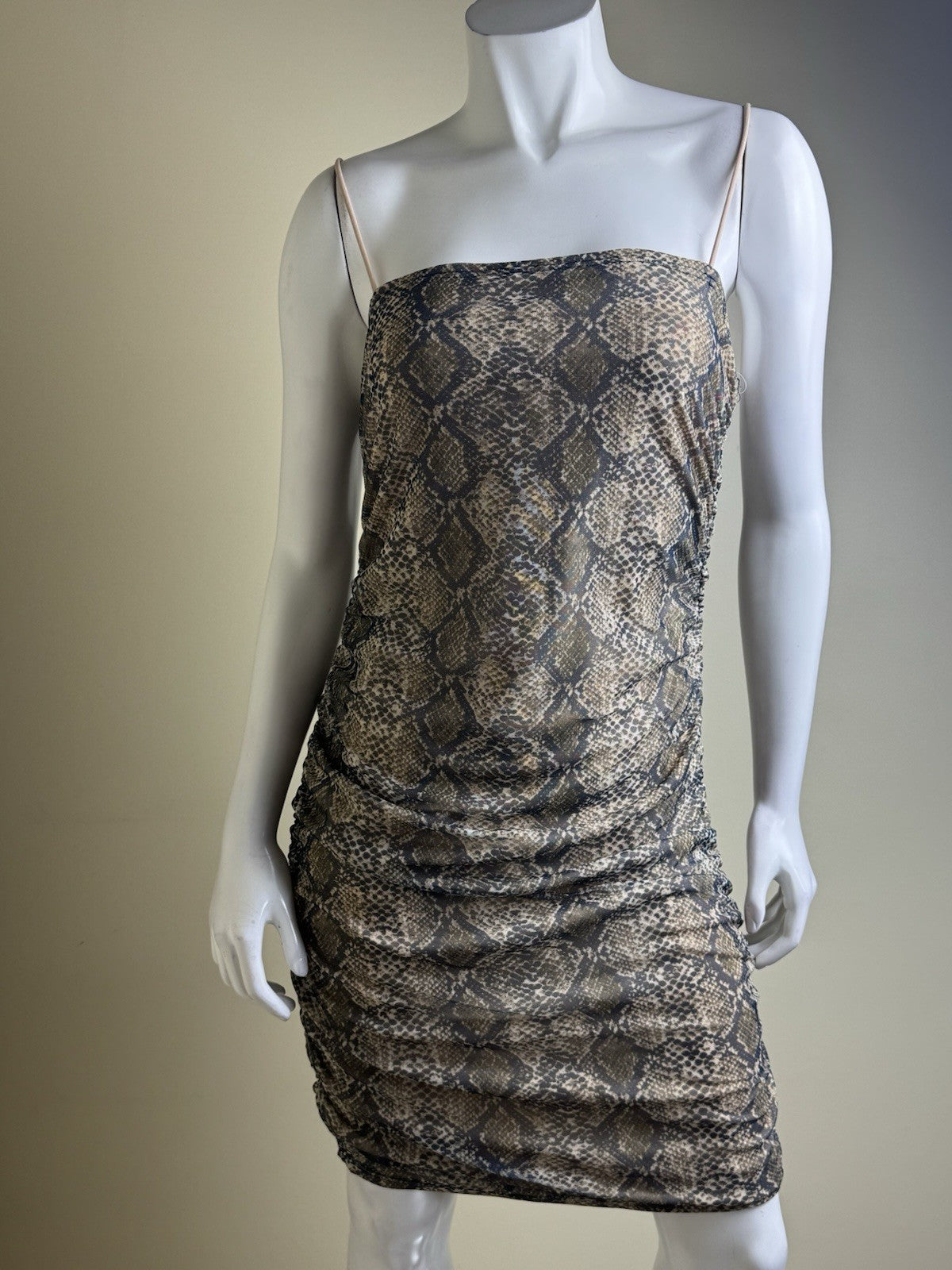 FADED ROSE Women’s Blouson Snake Print Dress Sz L.   (B.154)