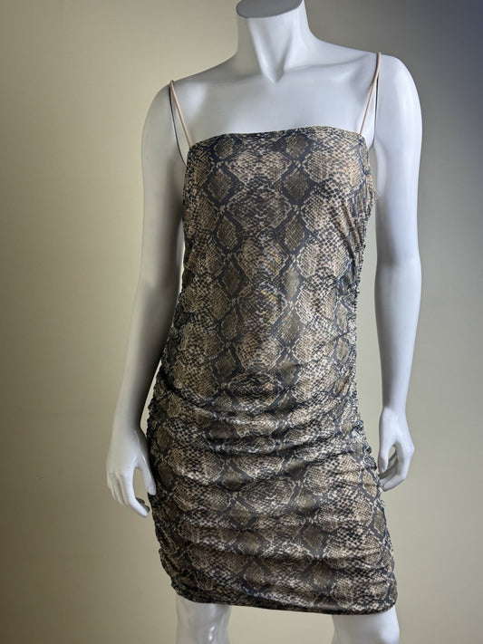 FADED ROSE Women’s Blouson Snake Print Dress Sz L.   (B.154)