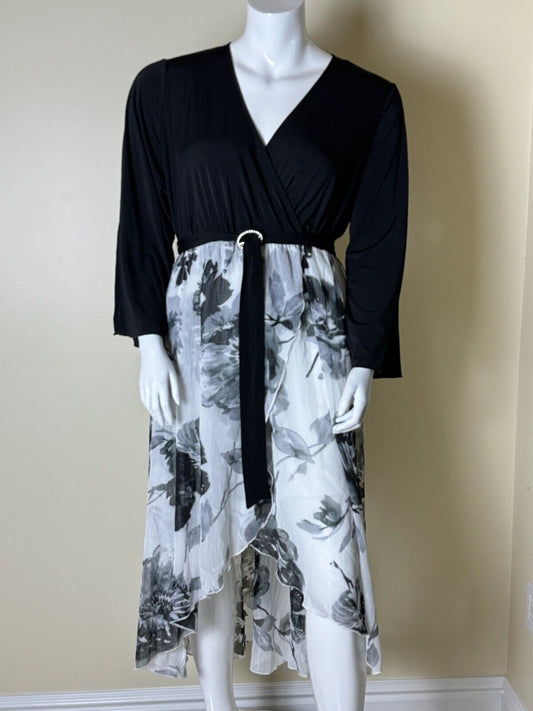 Alexa B Nites Black White Floral Dress Size 16W