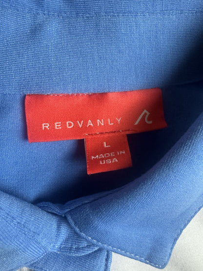 Redvanly Women’s Polo Shirt White w/blue Sz L.    (B.159)