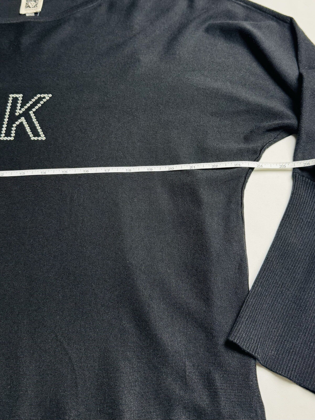 $99 ANNE KLEIN Women’s Rhinestone Logo Sweater Sz XL    (B.136)